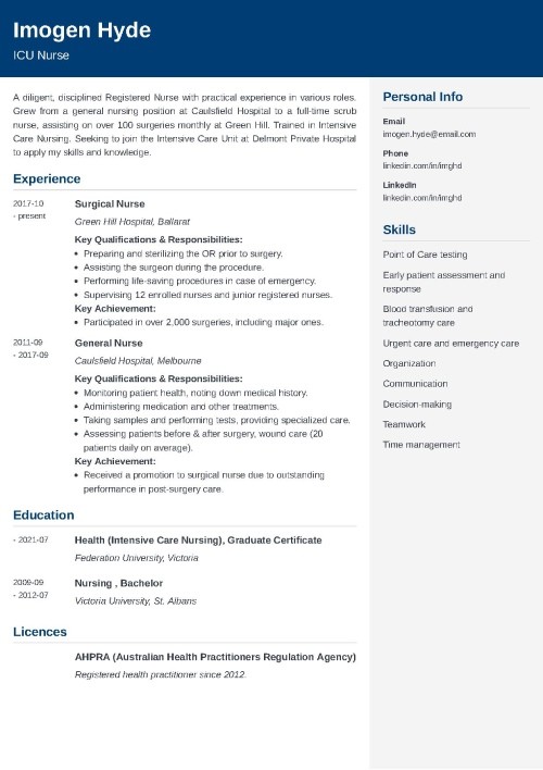 nursing resume examples australia
